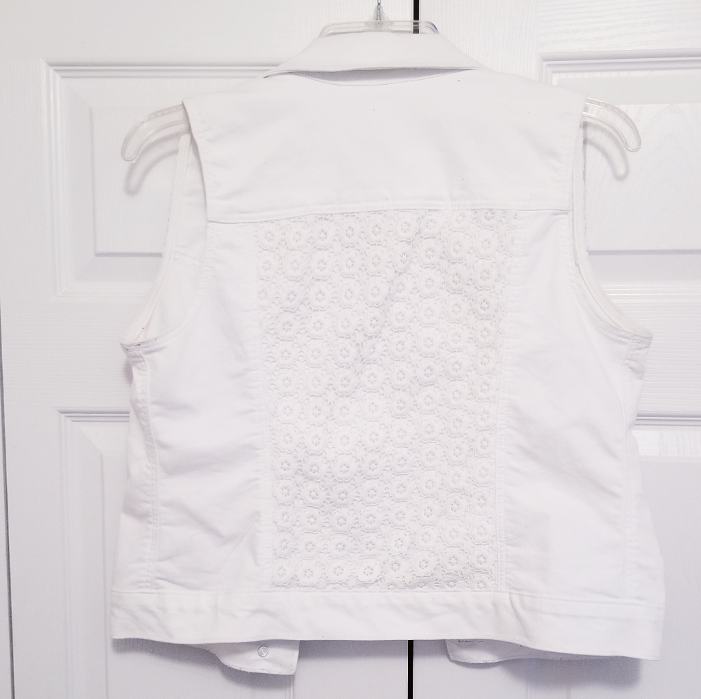 Girls White Denim Vest - Picture 2 of 2
